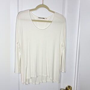 NEW Y2K Michael Stars Peekaboo Wrap Back Hi Lo Scoop Neck Knit Top White OS